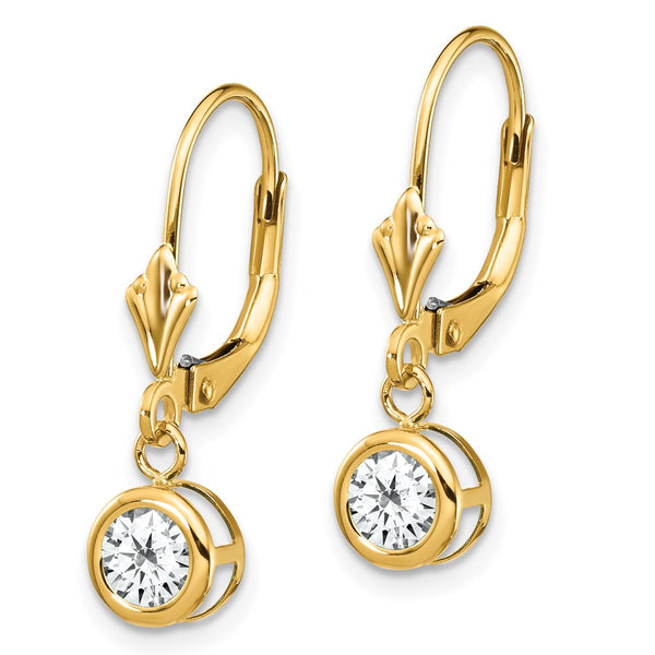 14K Gold 5mm Cubic Zirconia Leverback Earrings - Style GR1-1015059