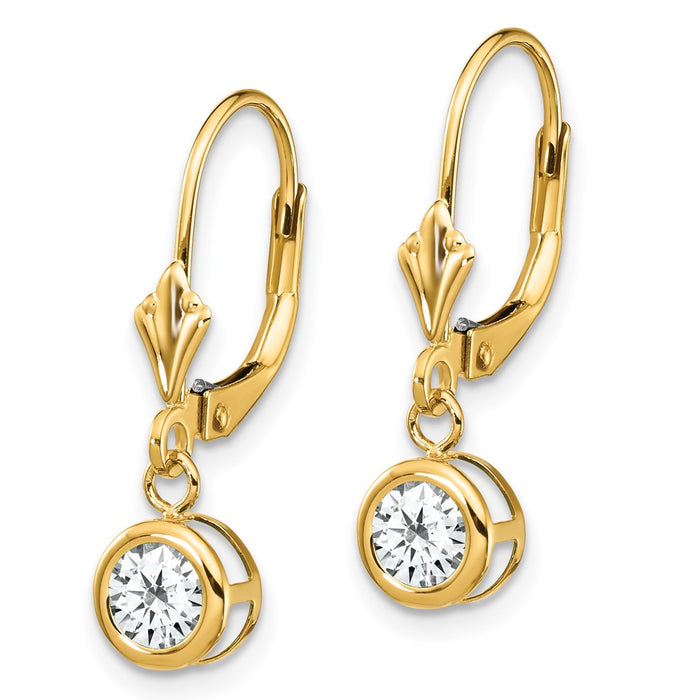 Buy Stylish 14K Gold 5mm Cubic Zirconia Leverback Earrings - Affordable Luxury-2