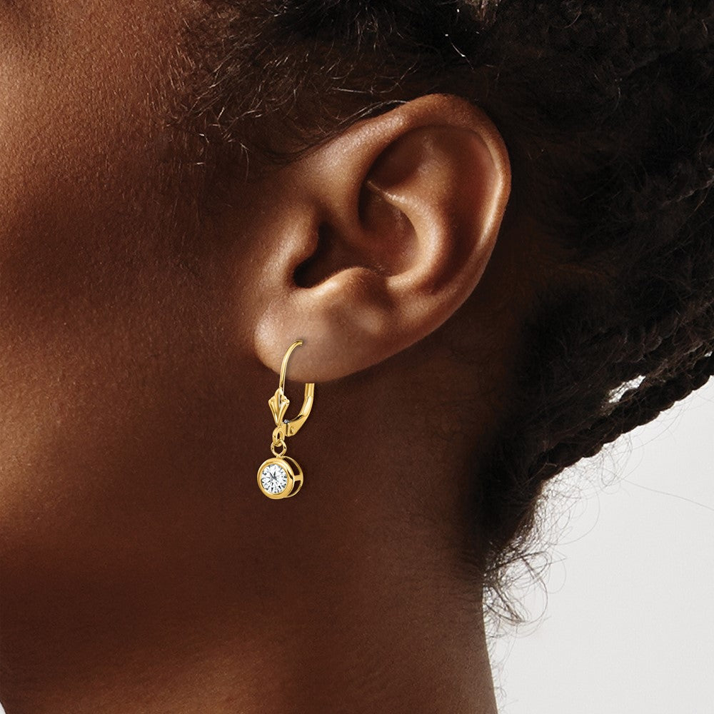 Buy Stylish 14K Gold 5mm Cubic Zirconia Leverback Earrings - Affordable Luxury