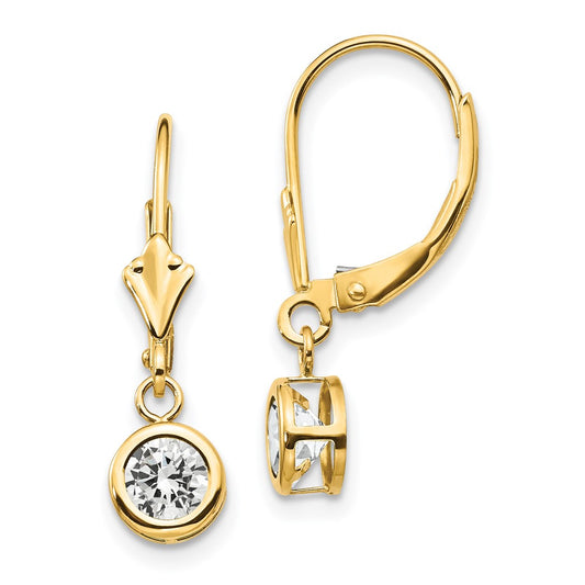 Buy Stylish 14K Gold 5mm Cubic Zirconia Leverback Earrings - Affordable Luxury