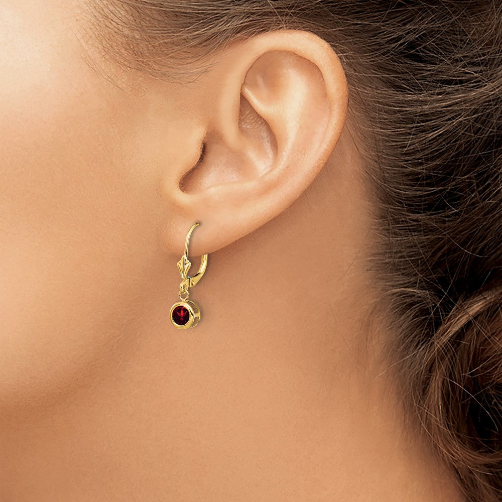 Exclusive 14K Gold 5mm Garnet Leverback Earrings - Affordable Luxury Style