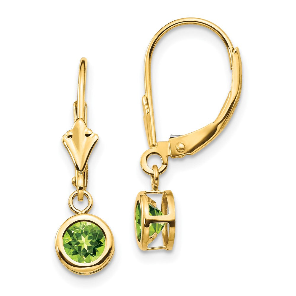 Buy Exclusive 14K Gold 5mm Peridot Leverback Earrings - Affordable Luxury!