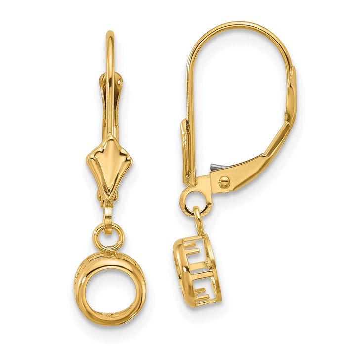 High-Quality 14K Gold 5mm Round Leverback Earring Settings - Affordable Luxury-1