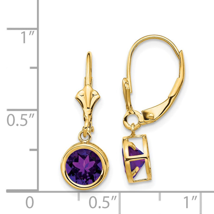 Exclusive 14K Gold 6mm Amethyst Leverback Earrings - Stylish & Affordable!-4
