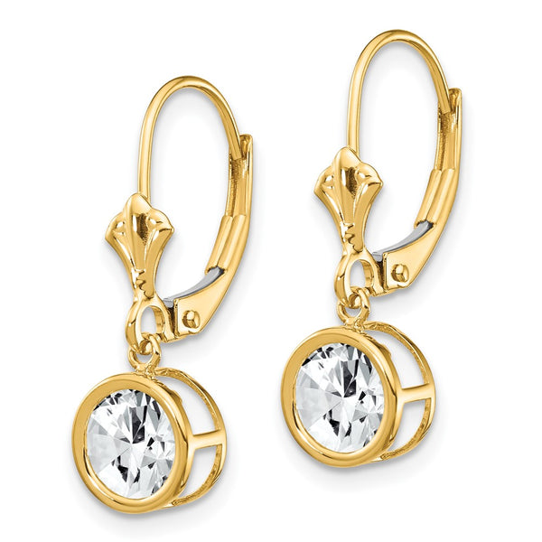 14K Gold 6mm Cubic Zirconia Leverback Earrings - Style GR1-1015099
