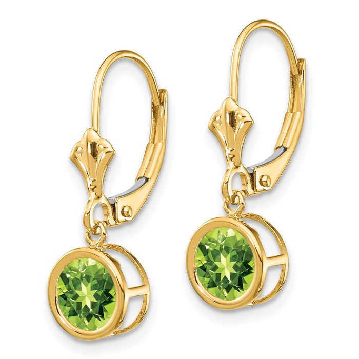 Buy Stylish 14K Gold 6mm Peridot Leverback Earrings | Affordable Luxury-2