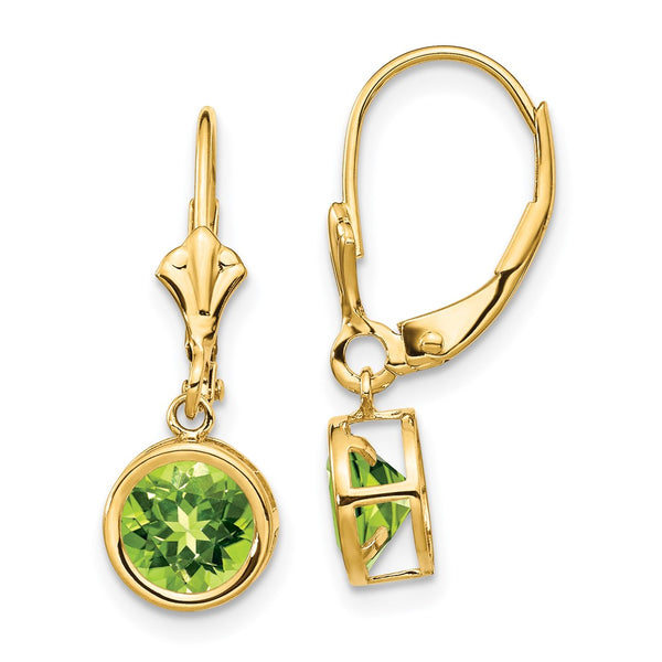 14K Gold 6mm Peridot Leverback Earrings - Style GR1-1015112