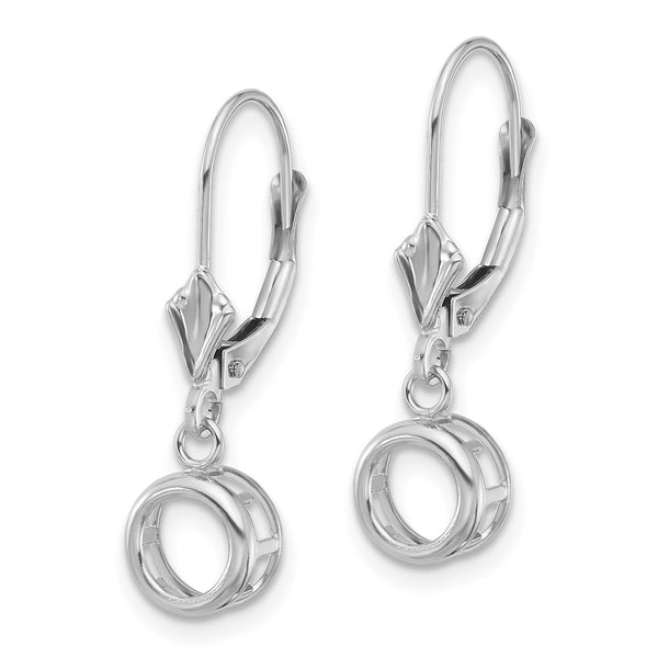 14K White Gold 6mm Round Leverback Earrings
