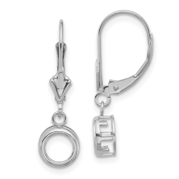14K White Gold 6mm Round Leverback Earrings