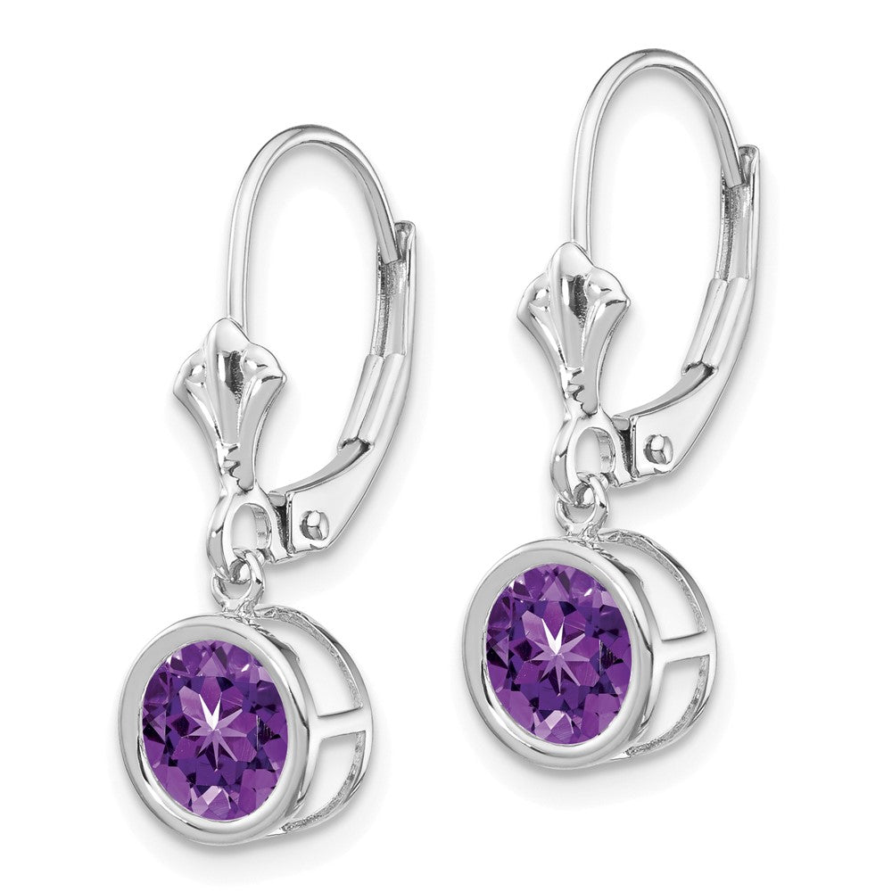 Exclusive 14K White Gold 6mm Amethyst Leverback Earrings - Stylish Value!