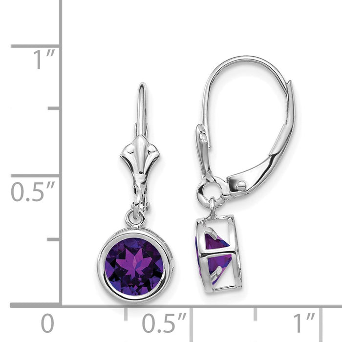 Exclusive 14K White Gold 6mm Amethyst Leverback Earrings - Stylish Value!-4