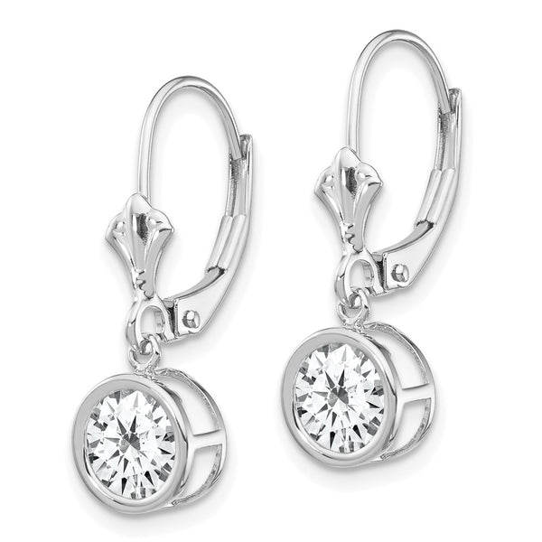 14K White Gold 6mm Cubic Zirconia Leverback Earrings - Style GR1-1015131