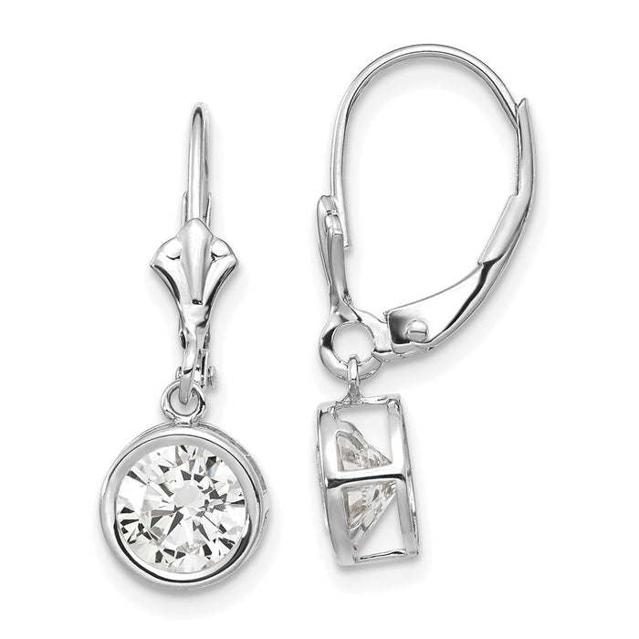 Shop Stylish 14K White Gold 6mm Cubic Zirconia Leverback Earrings - Affordable Luxury-1