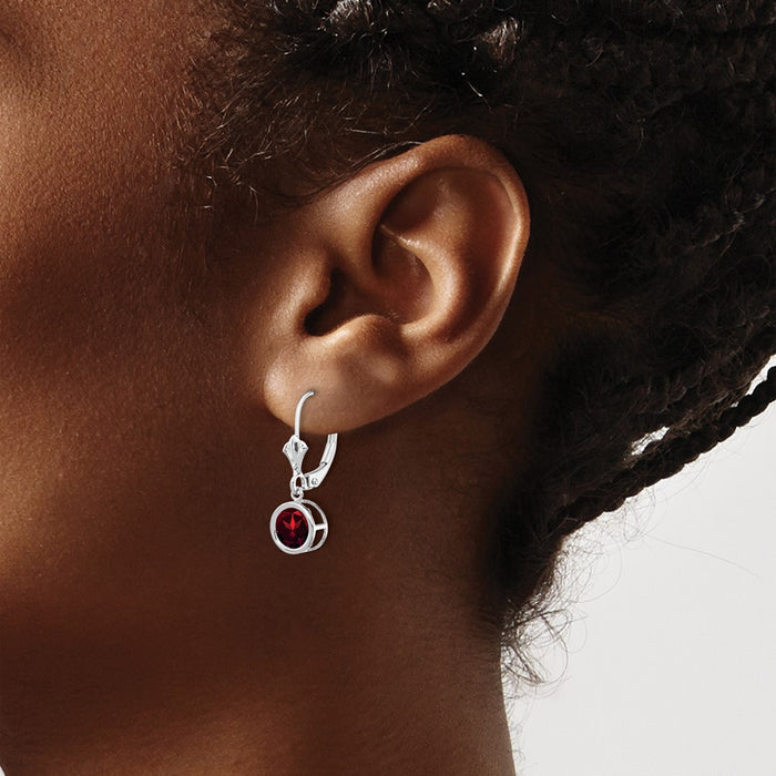 Shop Stylish 14K White Gold 6mm Garnet Leverback Earrings - Affordable Luxury!-3