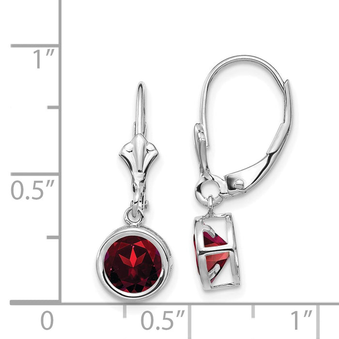 Shop Stylish 14K White Gold 6mm Garnet Leverback Earrings - Affordable Luxury!-4