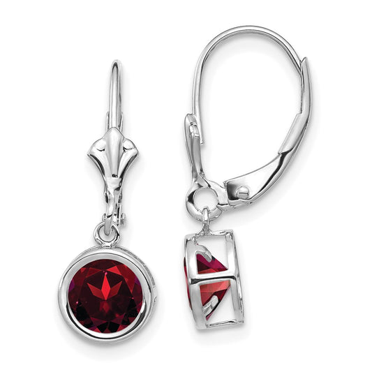 Shop Stylish 14K White Gold 6mm Garnet Leverback Earrings - Affordable Luxury!