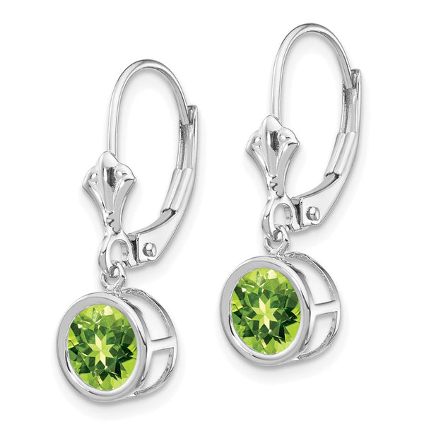 14K White Gold 6mm Peridot Leverback Earrings
