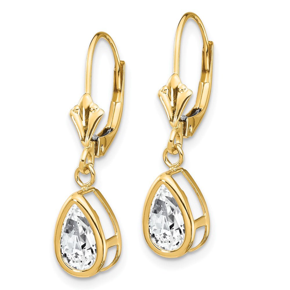Shop Stylish 14K Gold Leverback Earrings with 8x5mm Pear-Shaped CZ