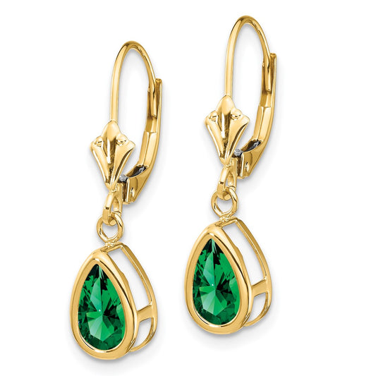 Buy Exclusive 14k Gold St. Helens Leverback Earrings with 8x5mm Gems