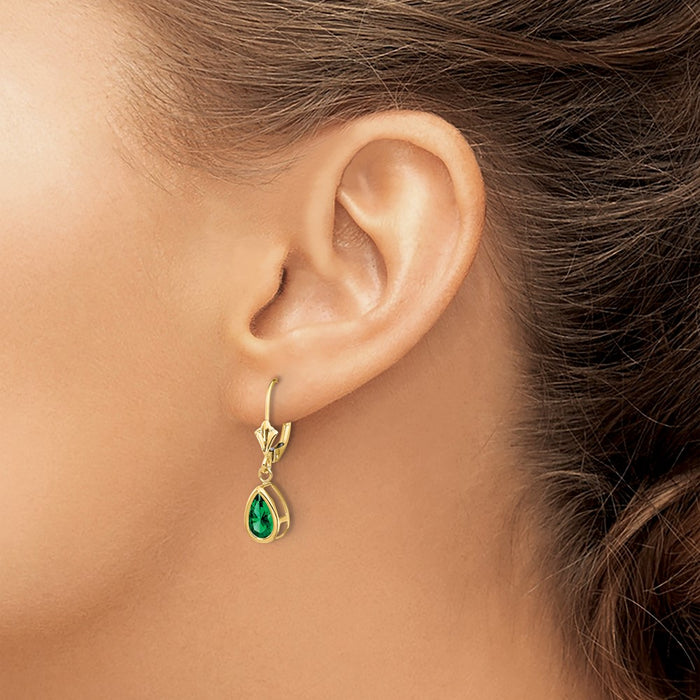 Buy Exclusive 14k Gold St. Helens Leverback Earrings with 8x5mm Gems-3