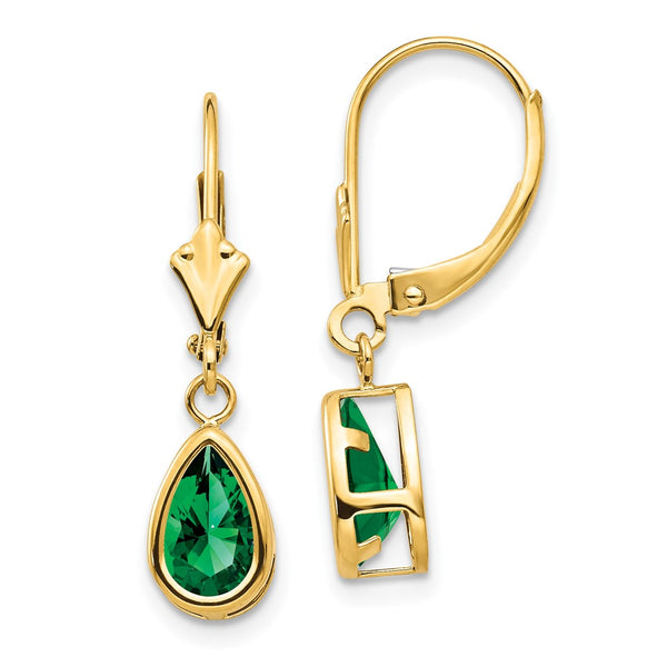 14k Gold St. Helens Leverback Earrings with 8x5mm Gems