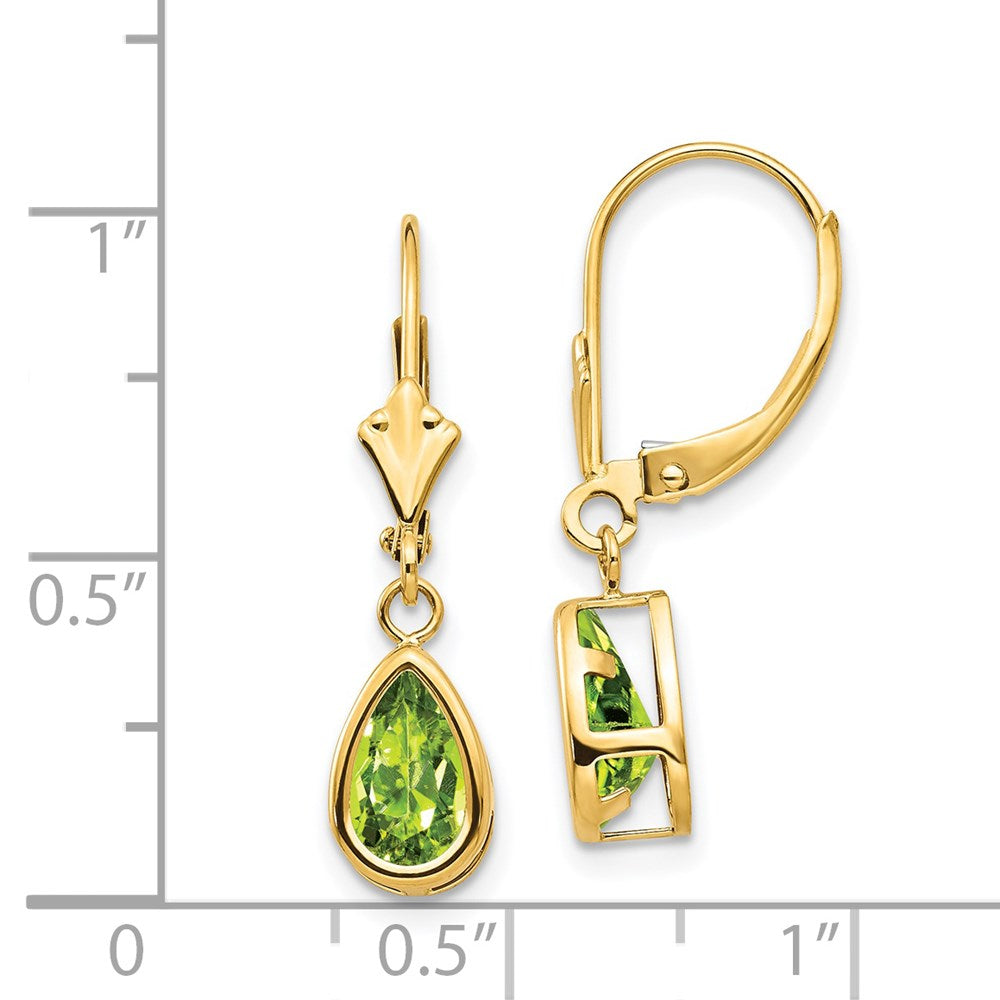Exclusive 14K Gold 8x5mm Pear-Shaped Peridot Earrings - Stylish Value Offer