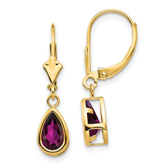 Buy Stylish 14K Gold Pear-Shaped Rhodolite Garnet Earrings, 8x5mm Design