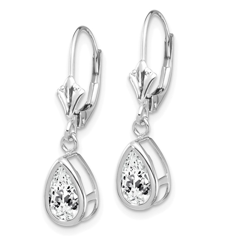 Shop Exclusive 14K White Gold Leverback Earrings with 8x5mm CZ - Stylish Value!