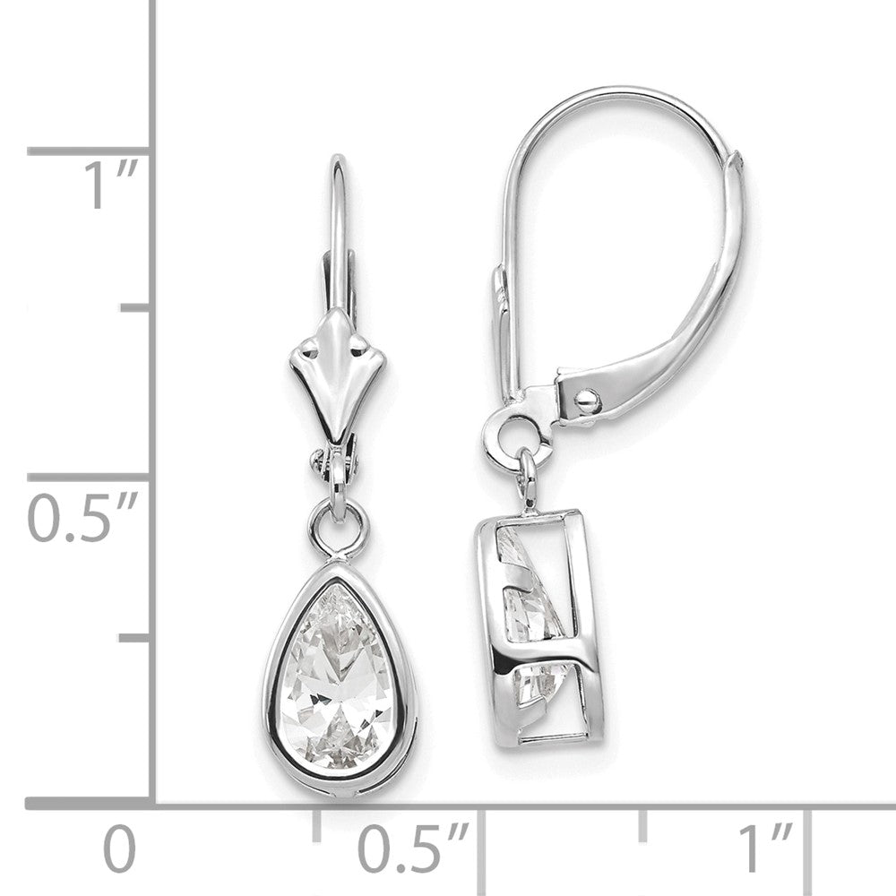 Shop Exclusive 14K White Gold Leverback Earrings with 8x5mm CZ - Stylish Value!