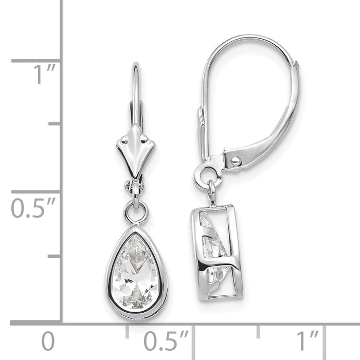 Shop Exclusive 14K White Gold Leverback Earrings with 8x5mm CZ - Stylish Value!-4