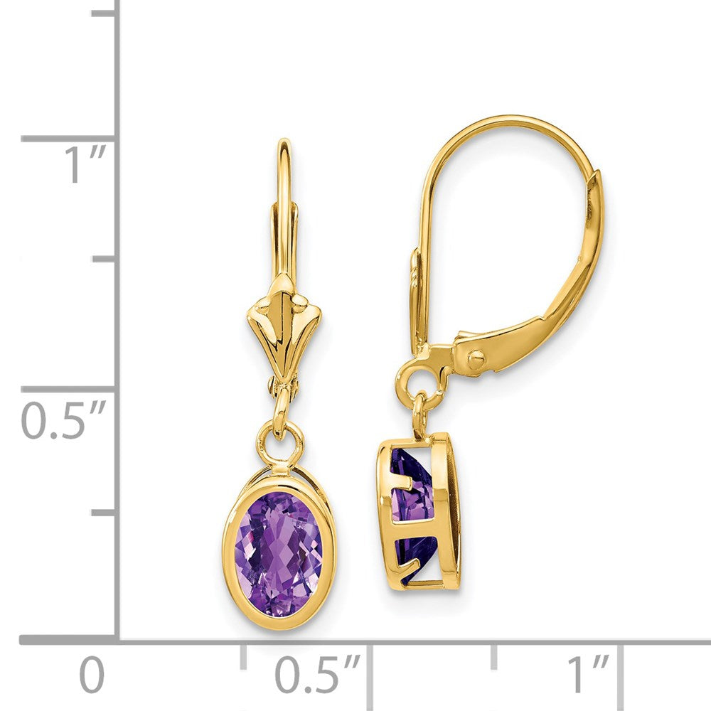 Shop Stylish 14K Gold Leverback Earrings with 7x5mm Oval Amethyst, Value!