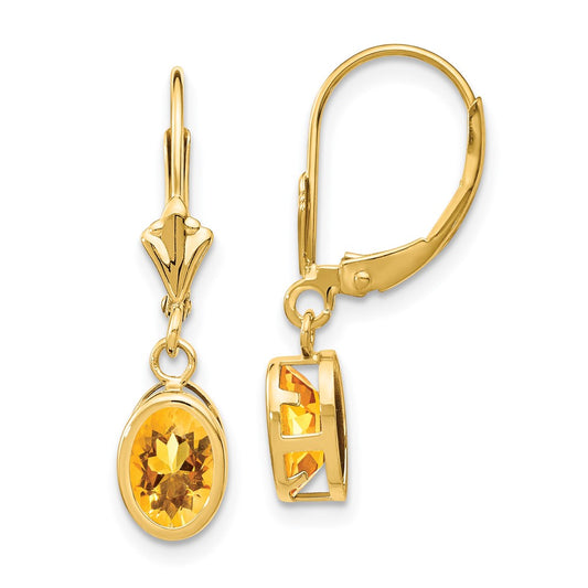 Shop Stylish 14K Gold Oval Citrine Leverback Earrings - Affordable Luxury!