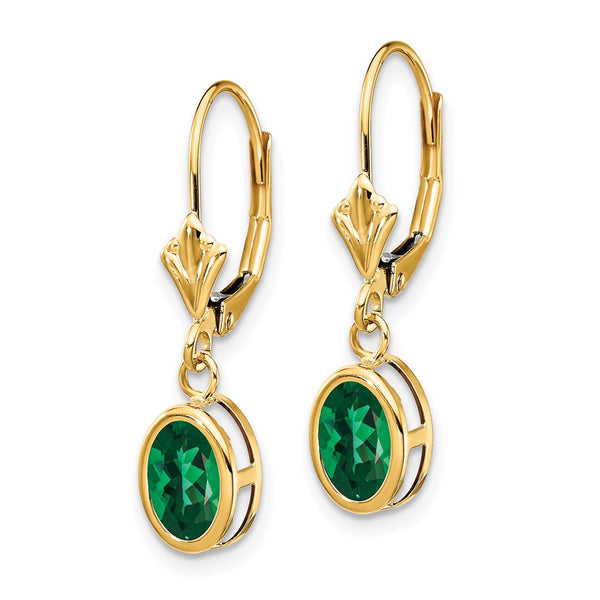 14K Gold 7x5mm Oval St. Helens Leverback Earrings