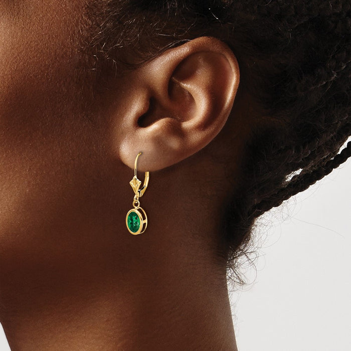 Buy Stylish 14K Gold 7x5mm Oval St. Helens Leverback Earrings - Luxury Value-3