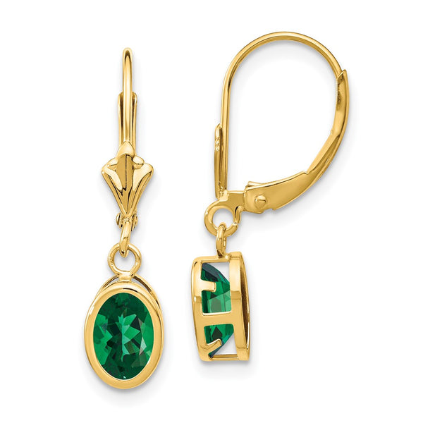 14K Gold 7x5mm Oval St. Helens Leverback Earrings