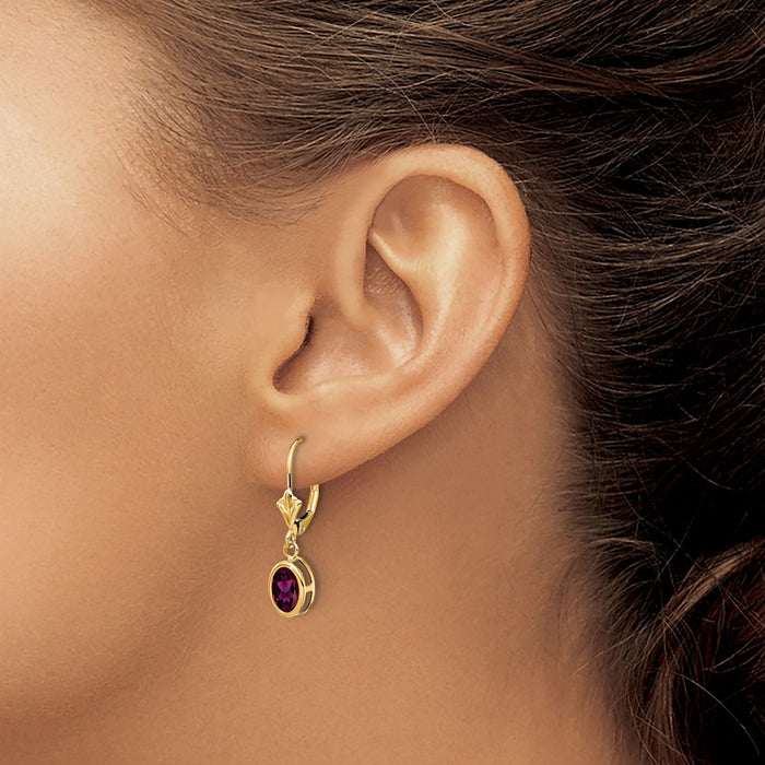 Buy Exclusive 14K Gold 7x5mm Oval Rhodolite Garnet Earrings - Stylish Value!-3