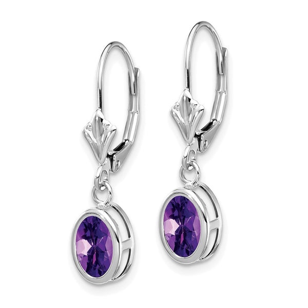 14K White Gold Oval Amethyst Earrings - 7x5mm - Style GR1-1015259