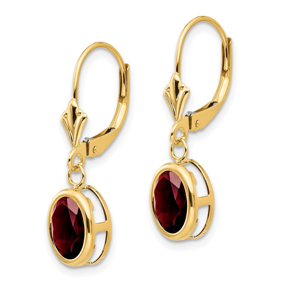 Buy Stylish 14K Gold 8x6mm Oval Created Ruby Leverback Earrings - Value Gem!