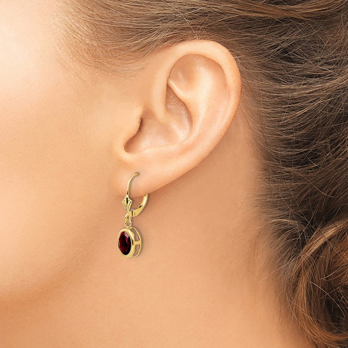 Buy Stylish 14K Gold 8x6mm Oval Created Ruby Leverback Earrings - Value Gem!-3