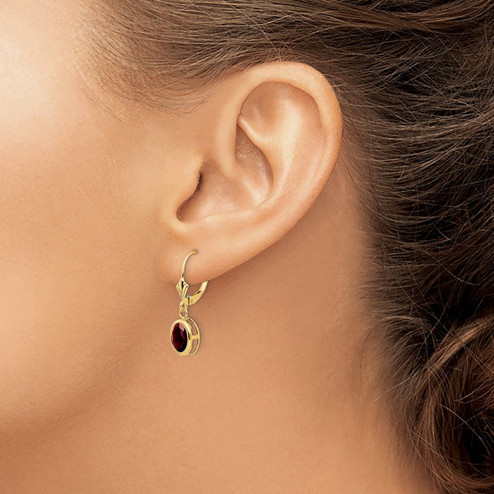 Buy Exclusive 14K Gold Oval Garnet Earrings - 8x6mm, Stylish & Affordable!-3