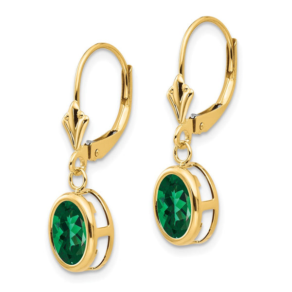 14K Gold Oval Leverback Earrings