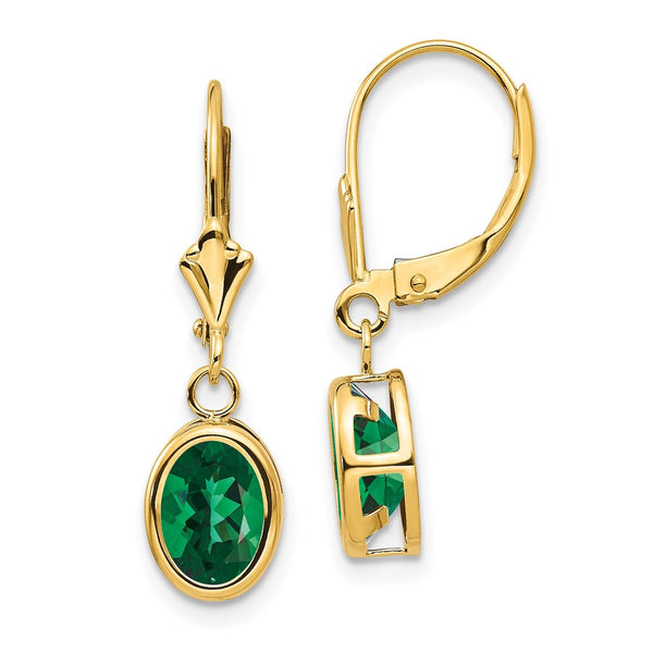 14K Gold Oval Leverback Earrings