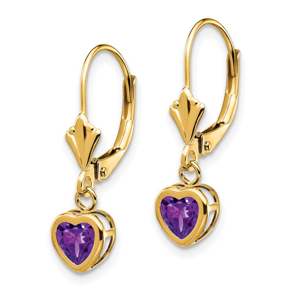 14K Gold 5mm Heart-Shaped Amethyst Earrings - Style GR1-1020500