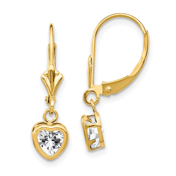 14K Gold 5mm Heart-Shaped CZ Earrings - Style GR1-1020507