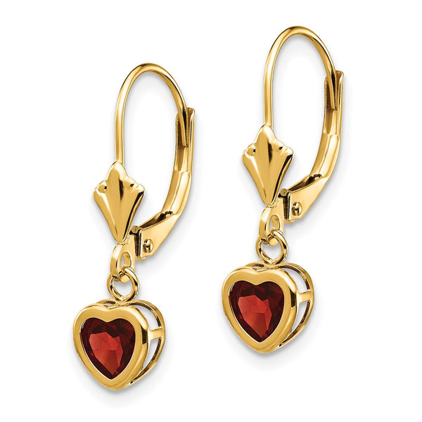 14K Gold Heart-Shaped Garnet Earrings - 5mm - Style GR1-1020512