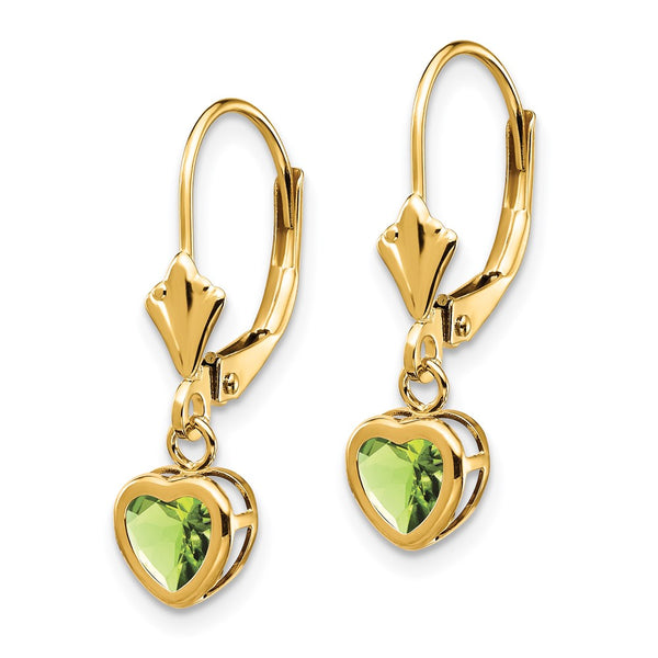 14K Gold 5mm Heart-Shaped Peridot Earrings