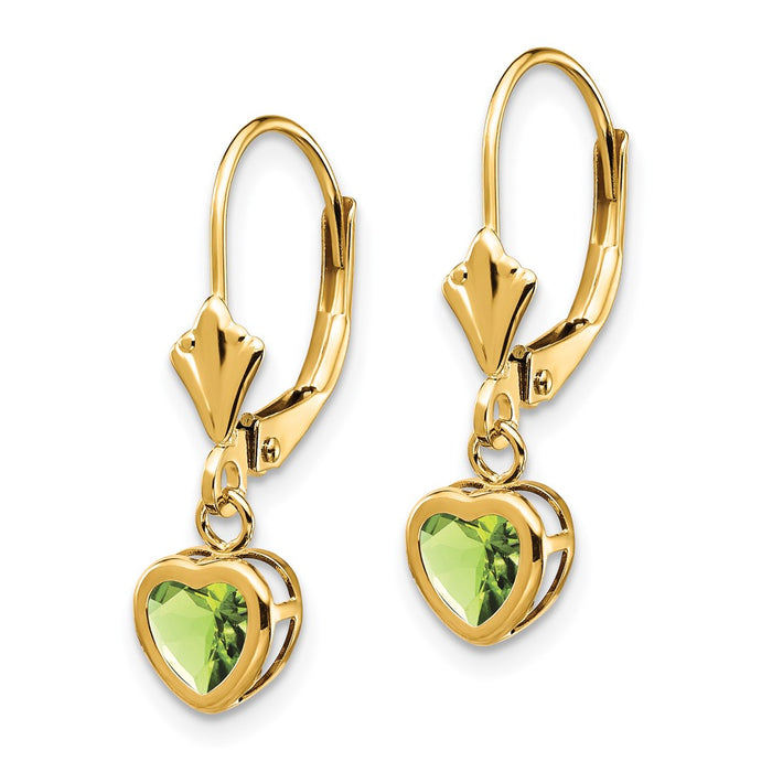 Shop Exclusive 14K Gold 5mm Heart-Shaped Peridot Earrings - Stylish Value-2