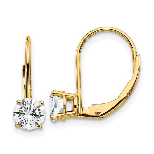 14K Gold 5mm Cubic Zirconia Leverback Earrings - Style GR1-1020528