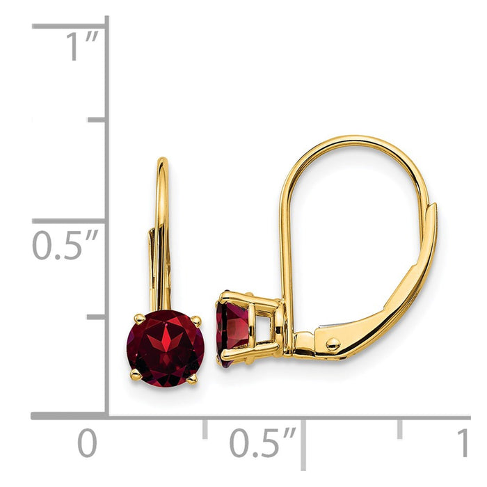 Buy Exclusive 14K Gold 5mm Garnet Leverback Earrings - Stylish Luxury Gemstone-4