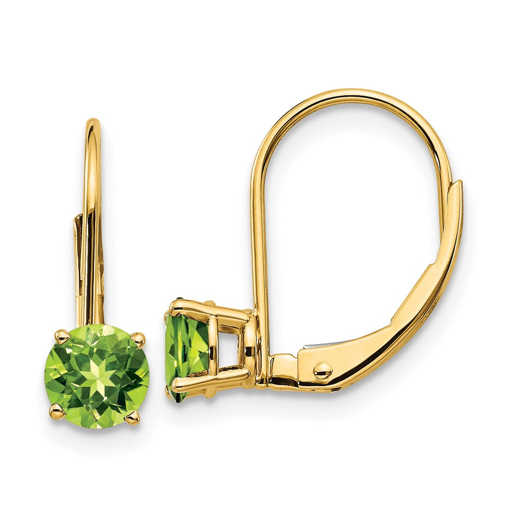 Buy Stylish 14K Gold 5mm Peridot Leverback Earrings - Affordable Luxury!